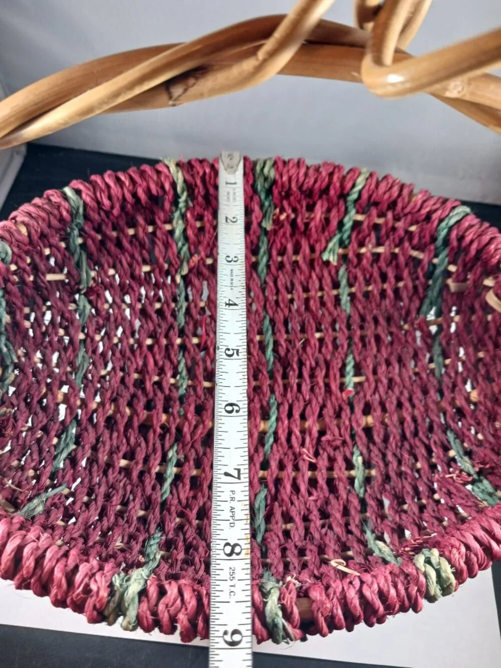 Vintage Red Primitive Style Unique Wicker Basket